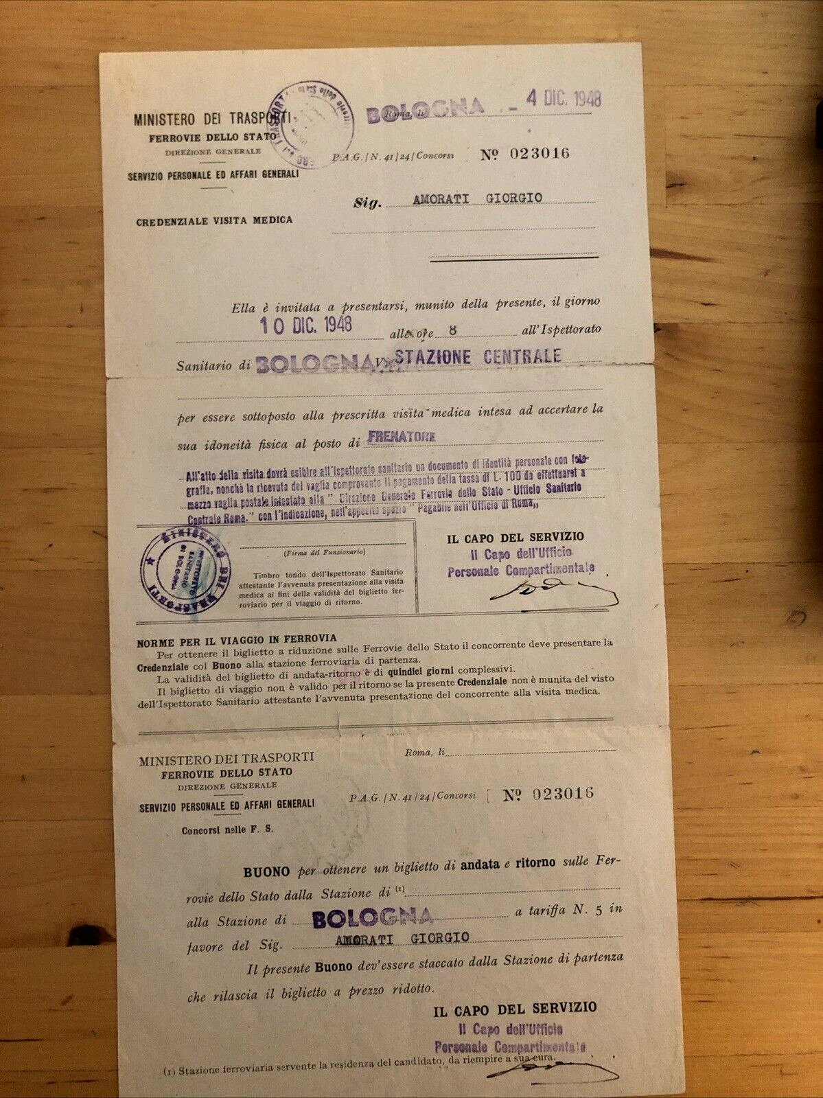 FERROVIE DELLO STATO sanitario Bologna Stazione Centrale visita medica Frenatore