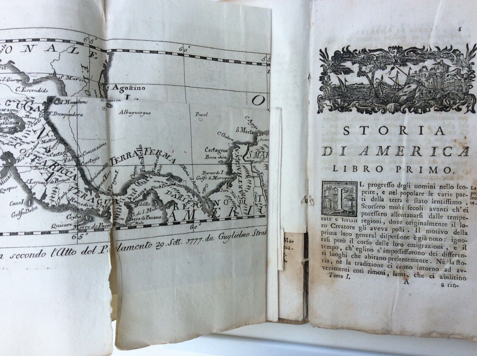 STORIA DI AMERICA, GUGLIELMO ROBERTSON, presso GIOVANNI GATTI, VENEZIA 1778