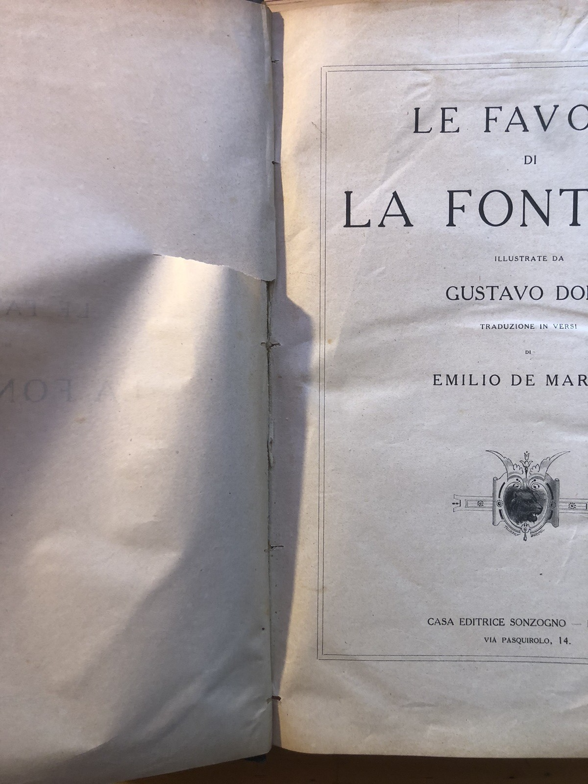 Le favole di La Fontaine - Gustavo Dorè, Emilio De Marchi.  primi del '900 s.d.