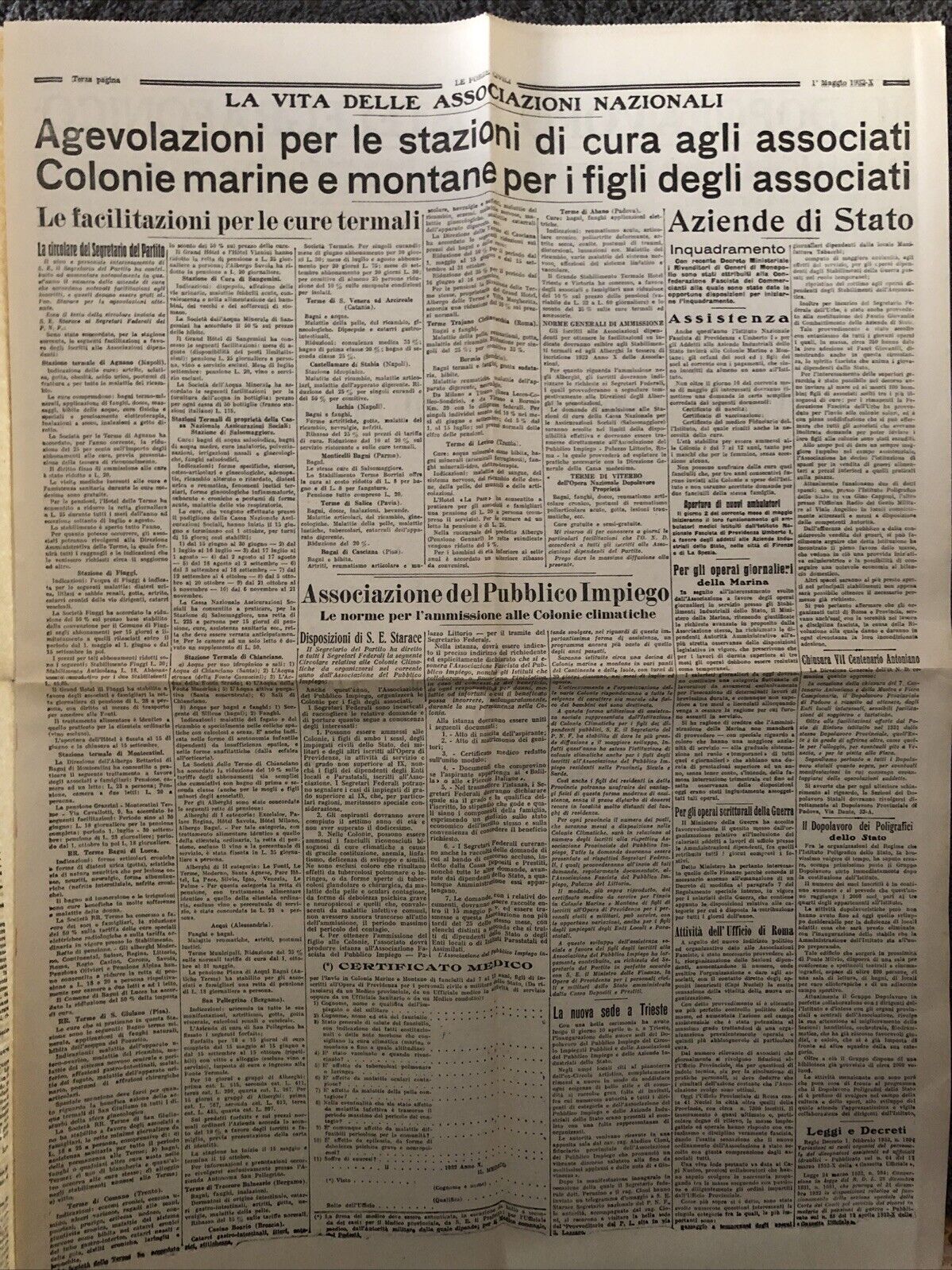 LE FORZE CIVILI giornale 1932 - Ferrovie dopolavoro ferroviario, aeronautica