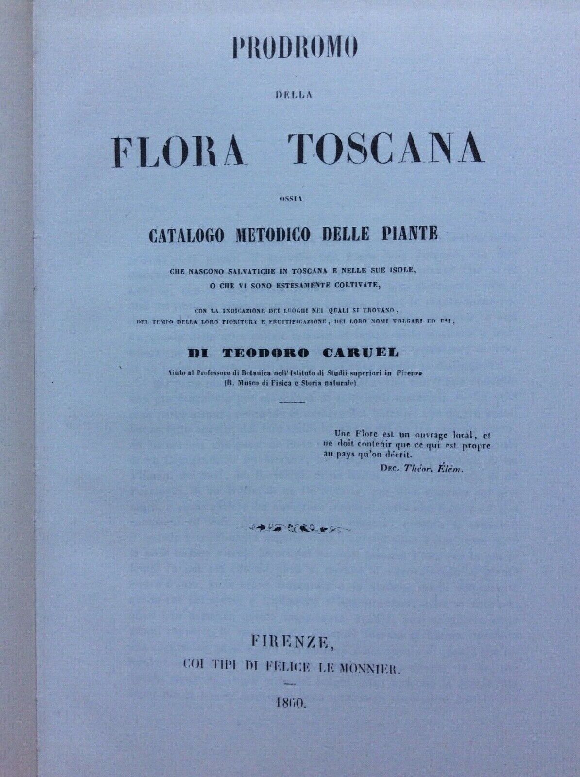 PRODROMO DELLA FLORA TOSCANA,CARUEL TEODORO, RISTAMPA FORNI, due volumi.
