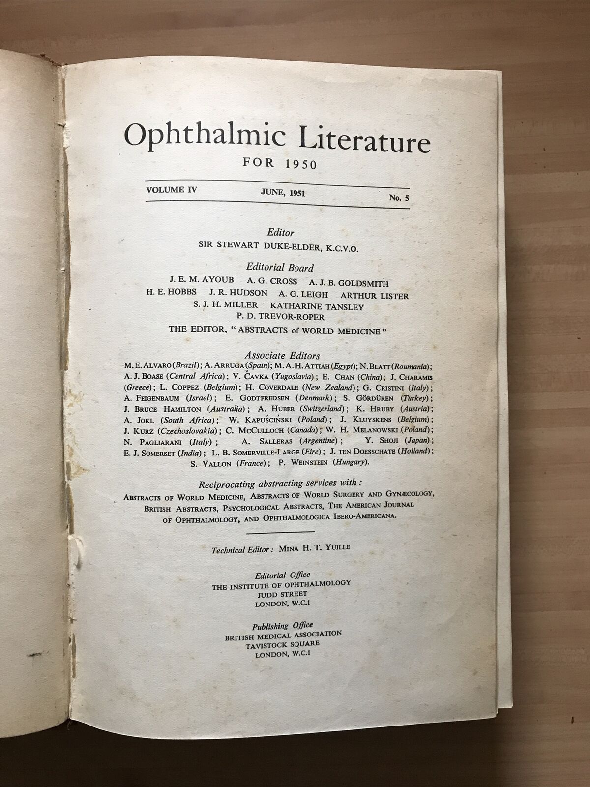 OPHTHALMIC LITERATURE - OFTALMOLOGIA 1950 Stewart Duke Elder voll.  4 pt.5-6-7
