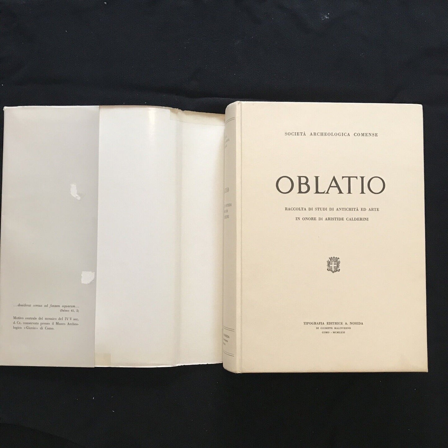 OBLATIO, società archeologica Comense, Aristide Calderini 1971