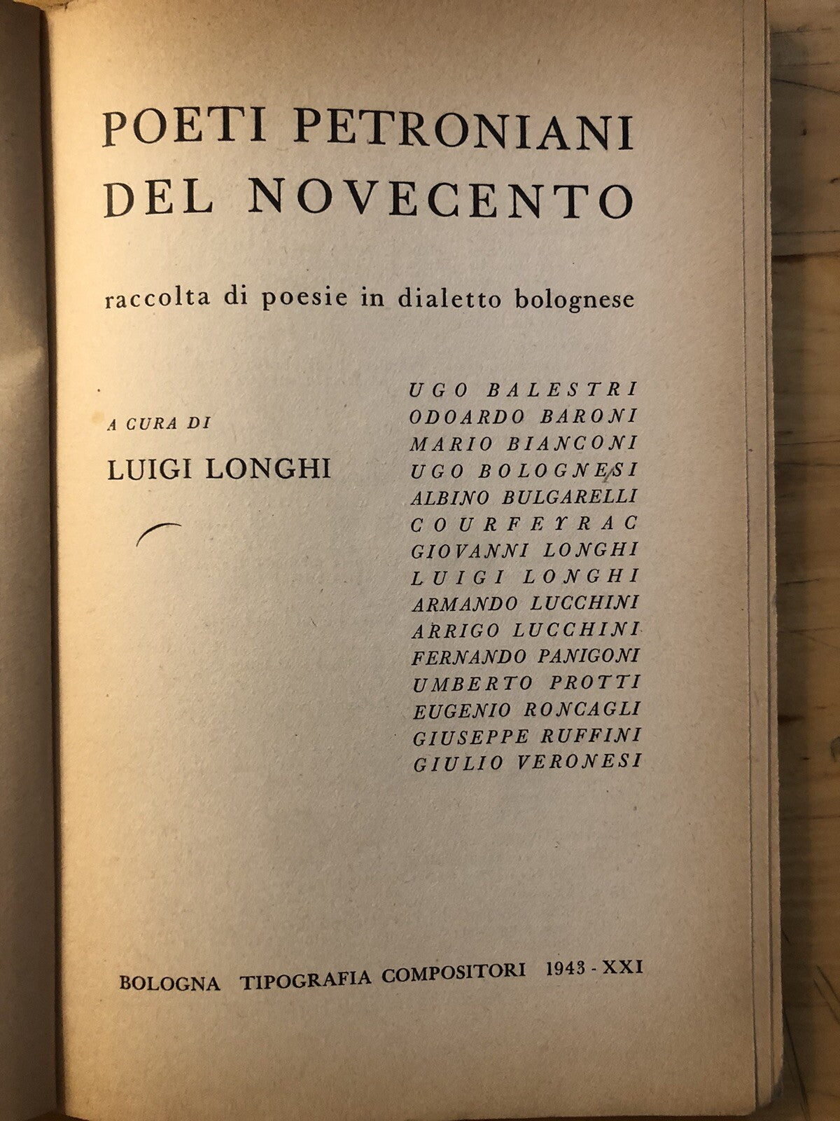 Poeti Petroniani del novecento,dialetto bolognese,Luigi Longhi, compositori 1943