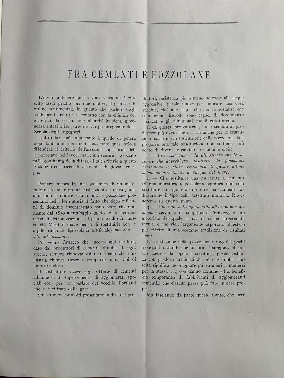 LA POZZOLANA DI BACOLI NEI LAVORI MARITTIMI - Orazio Rebuffat 1932 #