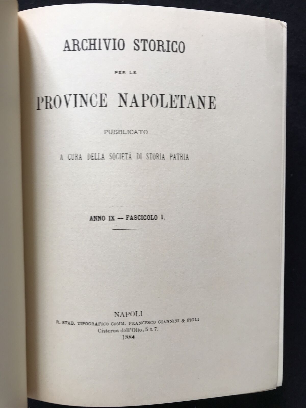 NAPOLI - Archivio storico per le province napoletane, anno nono, Forni editore 