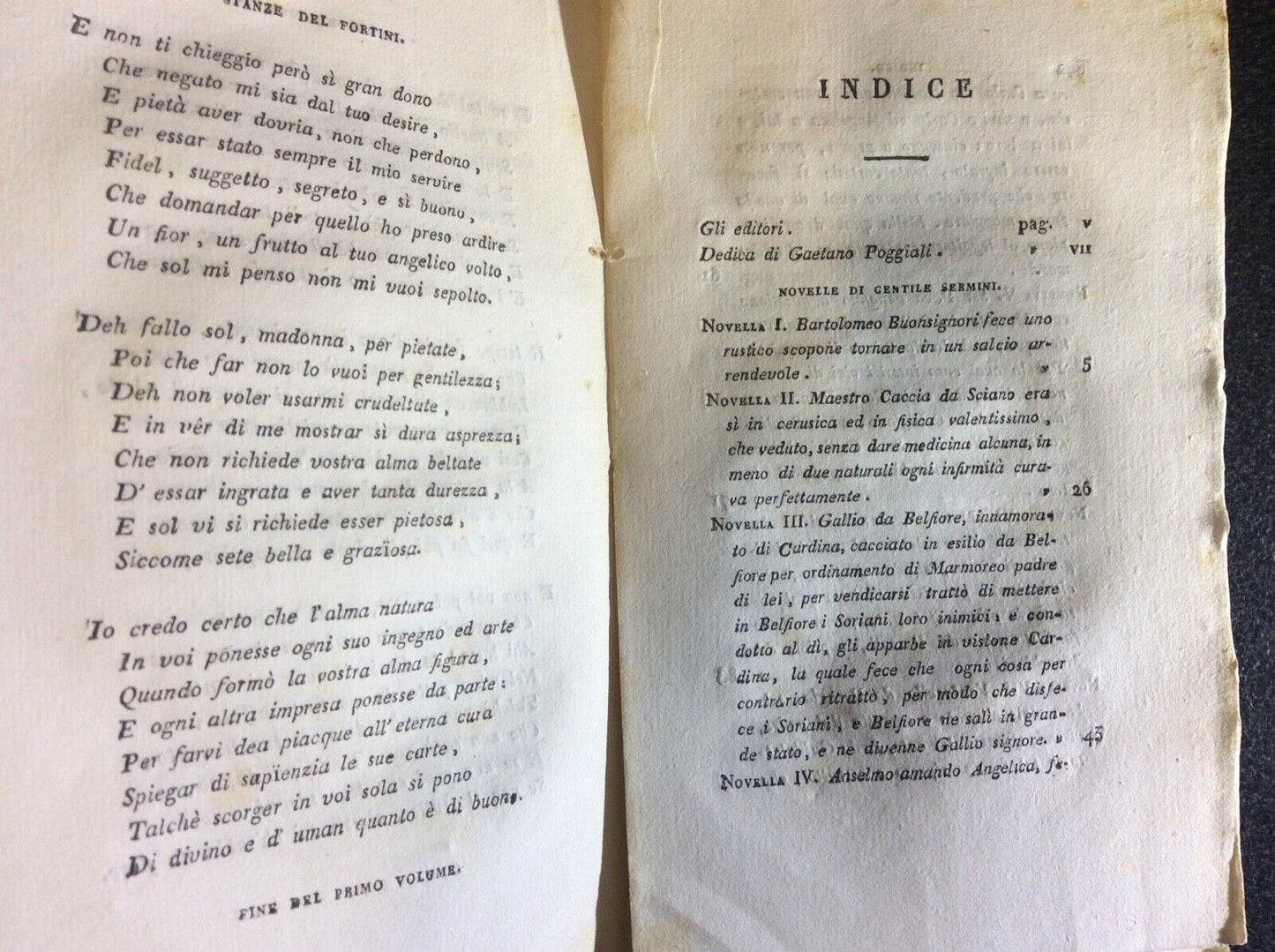 Raccolta de' novellieri Italiani, Novelle autori senesi FORTINI, SERMINI, 1815