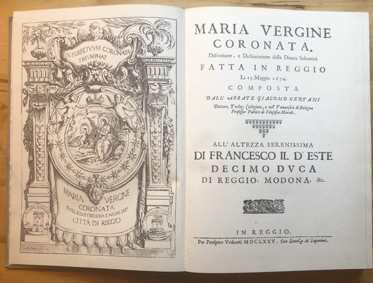 Maria Vergine Coronata fatta in Reggio Francesco d'Este, Arnaldo Forni ristampa