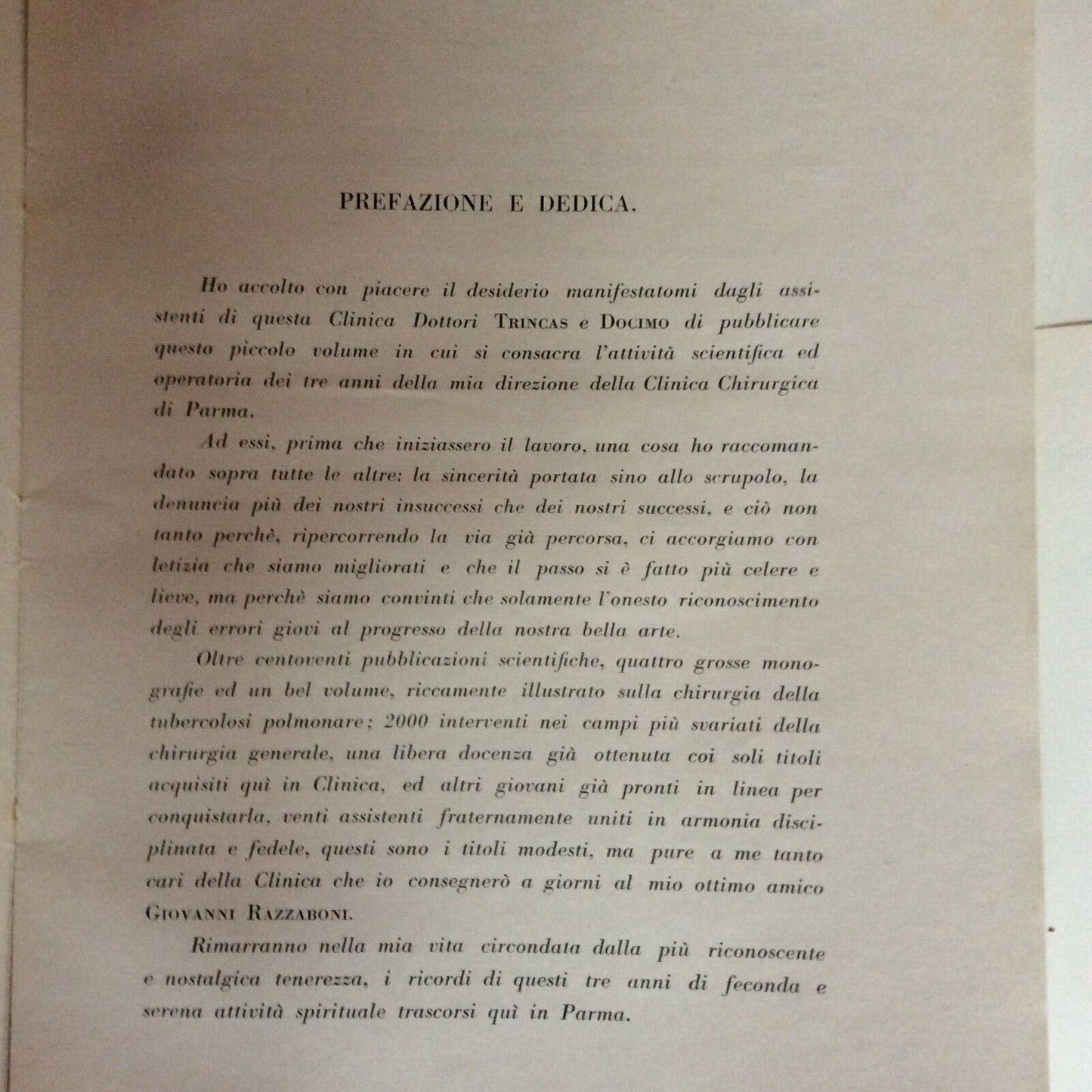 TRE ANNI DI CHIRURGIA A PARMA,TRINCAS DOCIMO,1932,ISTITUTO CLINICA CHIRURGICA 