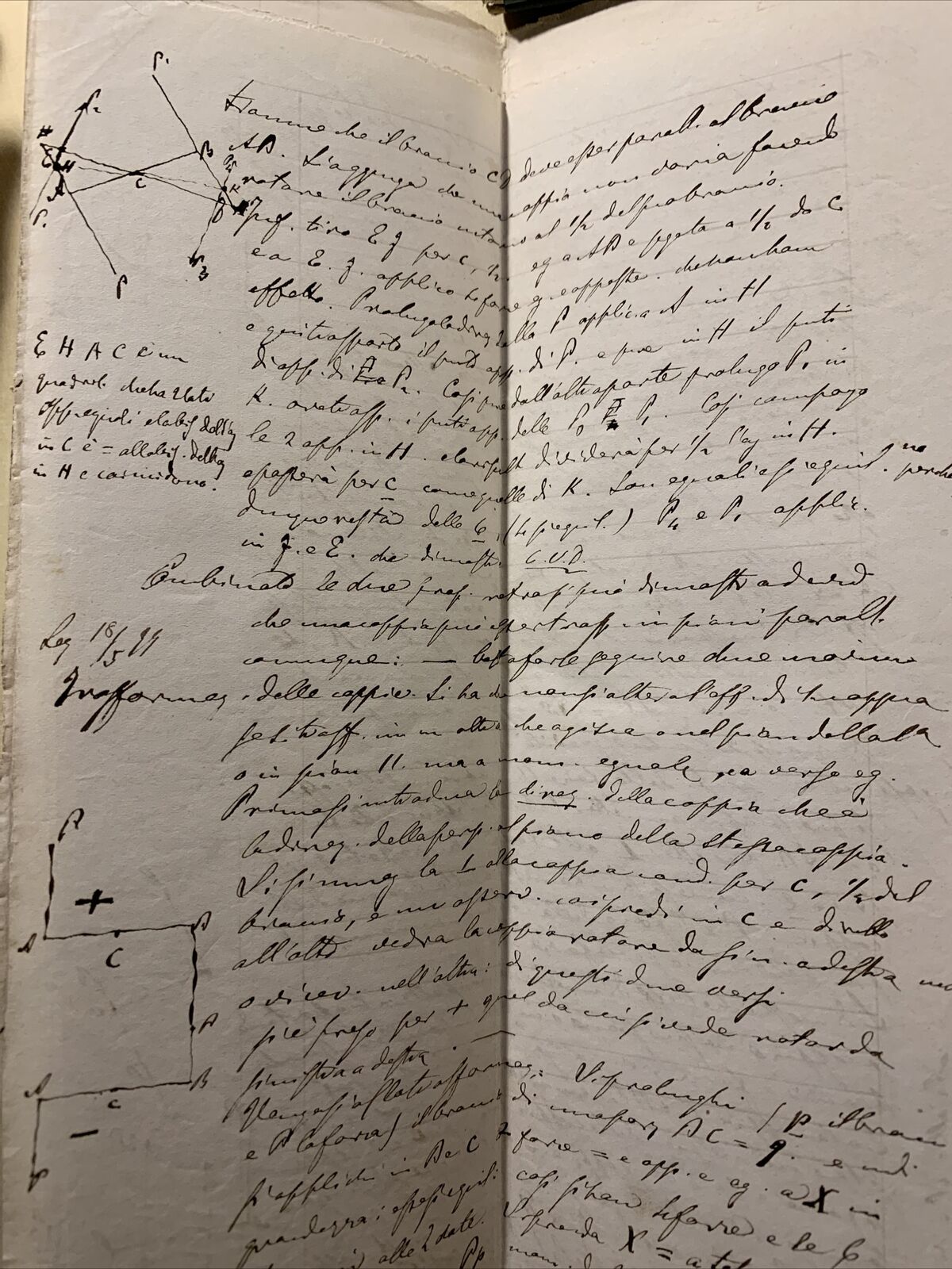 Antico Manoscritto Università di Pavia 1876, Meccanica Razionale, Carlo Formenti