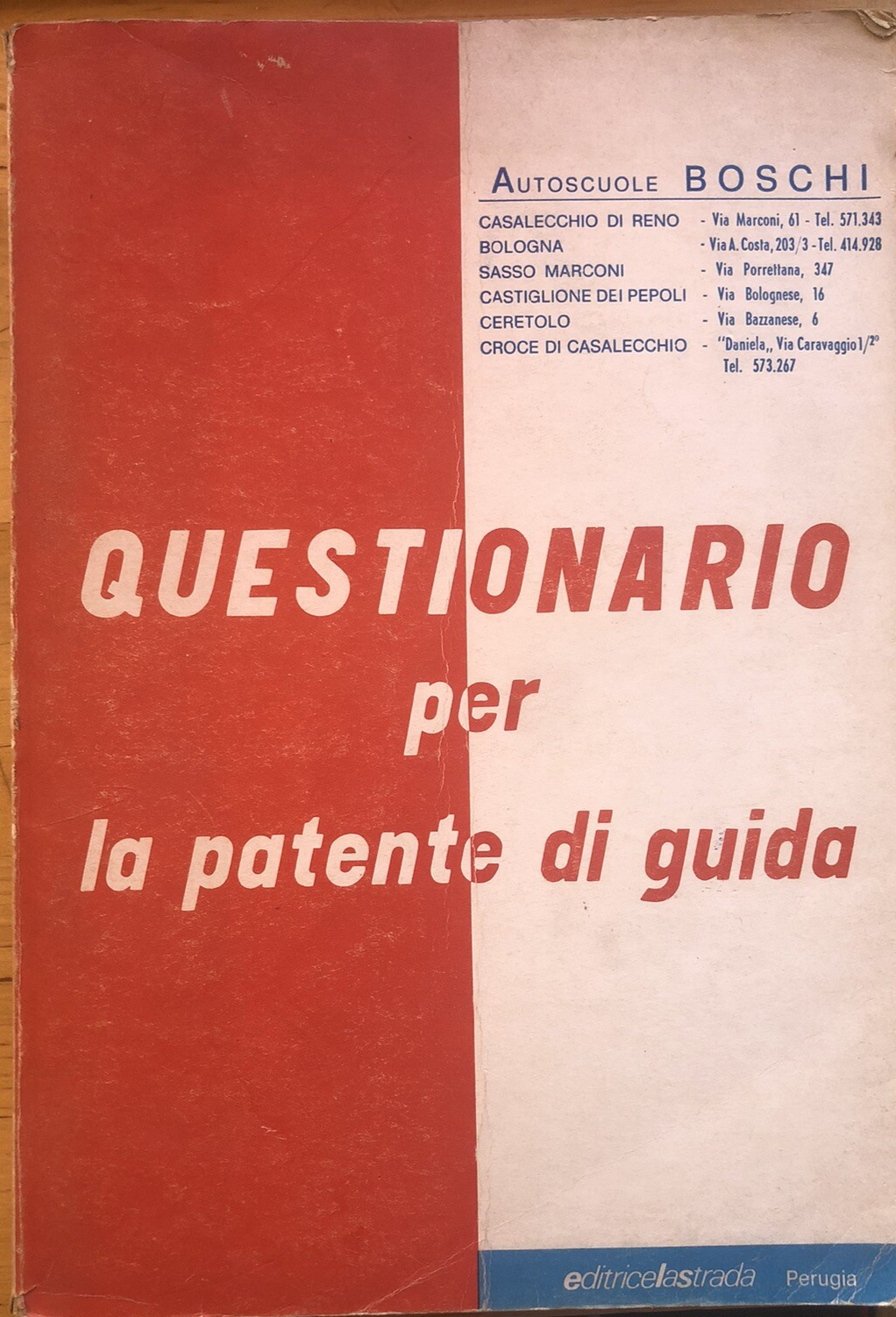 Autoscuola Boschi Bologna, Questionario per la patente di guida anni '50