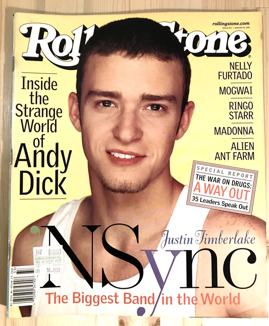 Rolling Stone Magazine NSync Justin Timberlake cover issue #875 / Aug 2001 #