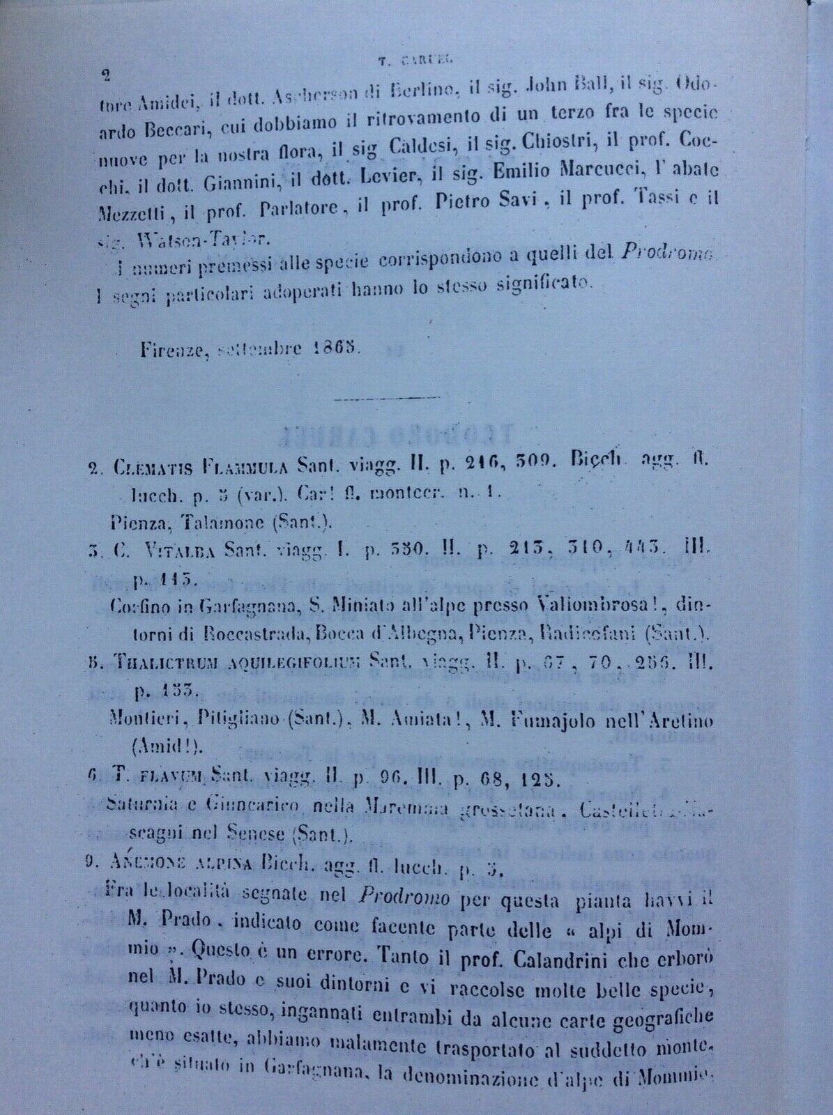 PRODROMO DELLA FLORA TOSCANA,CARUEL TEODORO, RISTAMPA FORNI, due volumi.