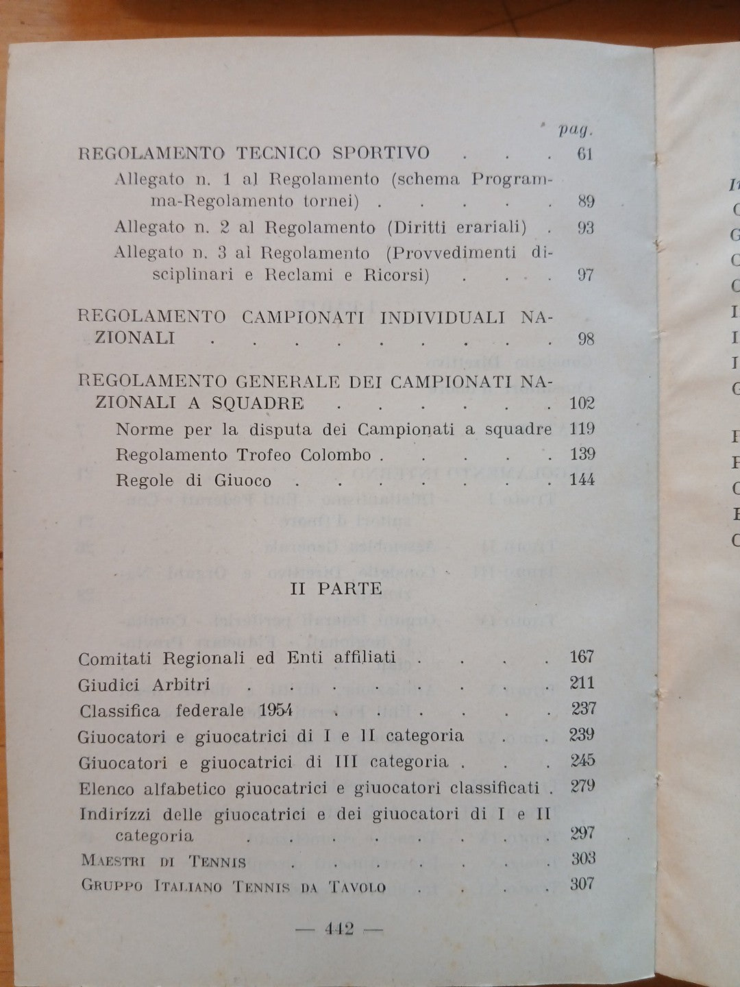 Federazione Italiana tennis annuario 1954