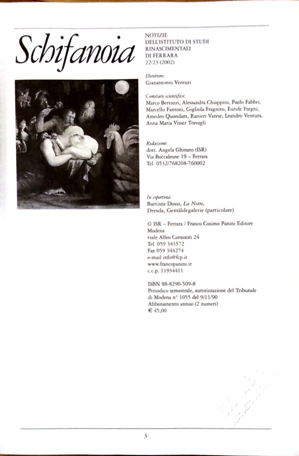 Schifanoia, Studi Rinascimentali Ferrara 22/23 - 2002 G. Venturi