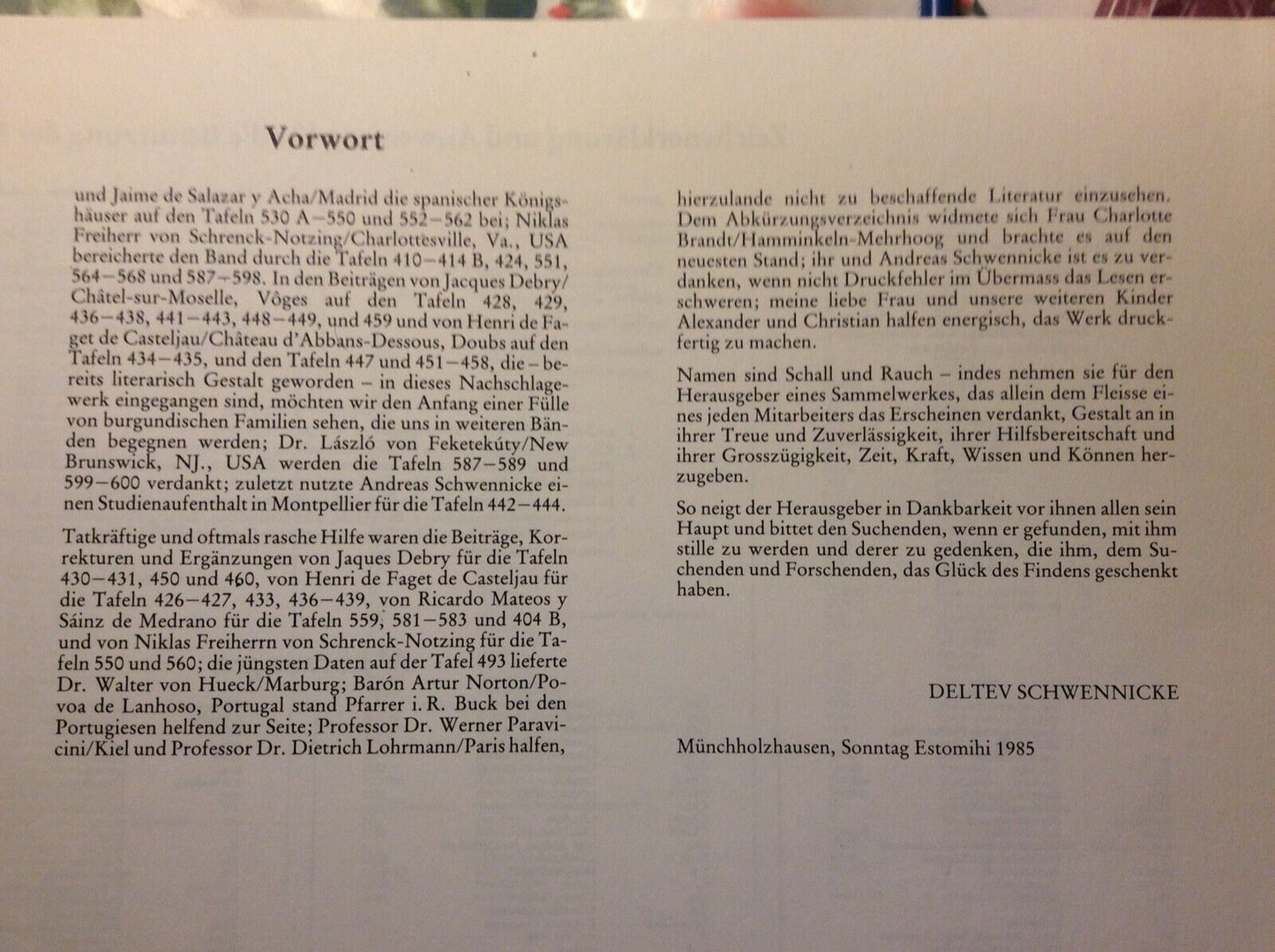 EUROPAISCHE STAMMTAFELN, NEUE FOLGE, BAND III, TEILBAND 3 (TAFEL 401-600), 1985