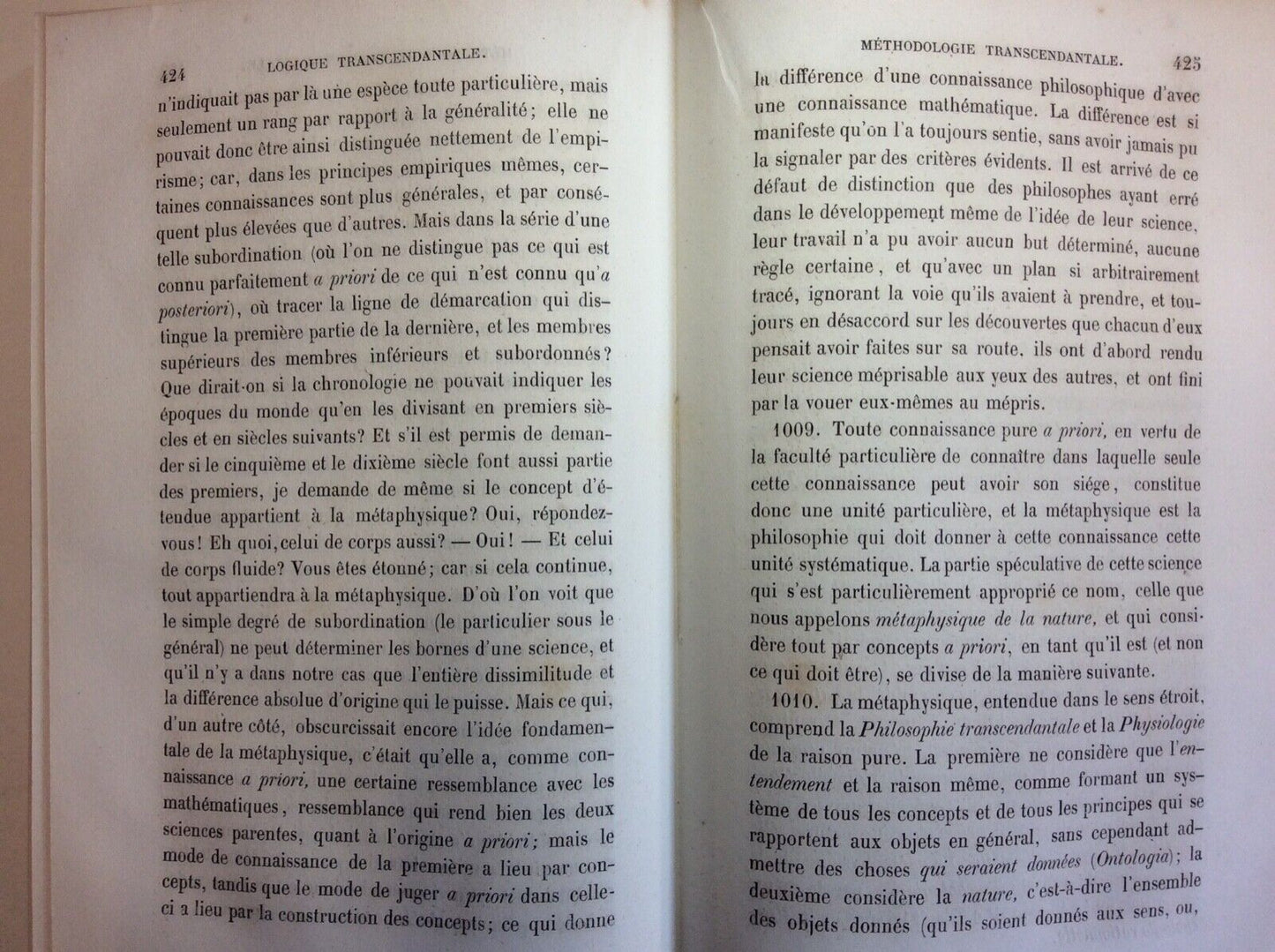 CRITIQUE DE LA RAISON PURE, KANT, LADRANGE, 1864 tome second, traduit par Tissot
