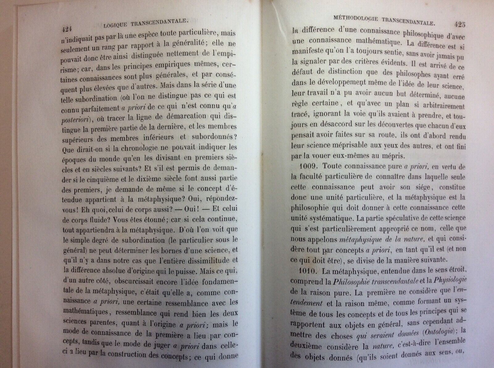CRITIQUE DE LA RAISON PURE, KANT, LADRANGE, 1864 tome second, traduit par Tissot