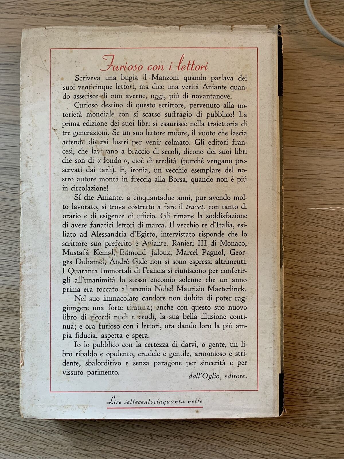 OBBROBRIOSE CONFESSIONI - Antonio Aniante, Corbaccio Dall'Oglio 1952 #