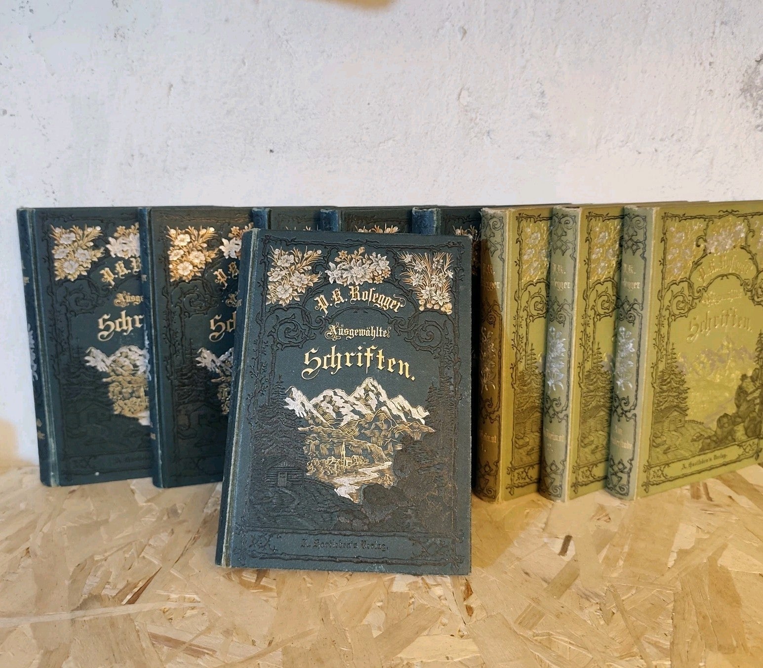 9 Bände P.K. Rosegger - Prachteinbände - A. Hartleben Verlag - Ende 19. Jh.