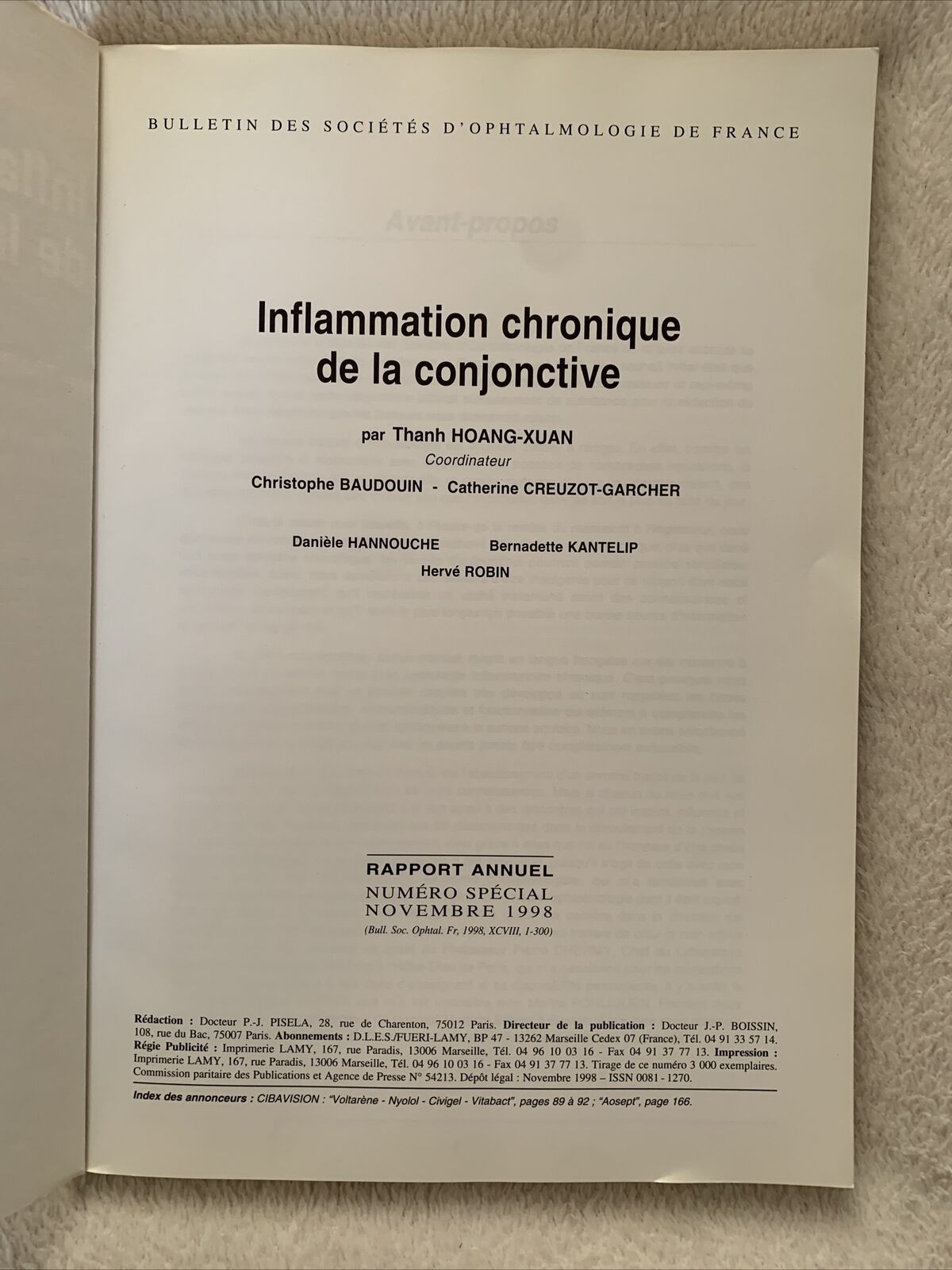 Inflammation chronique de la conjonctive, Thanh Hoang-Xuan, Hannouche, Badouin