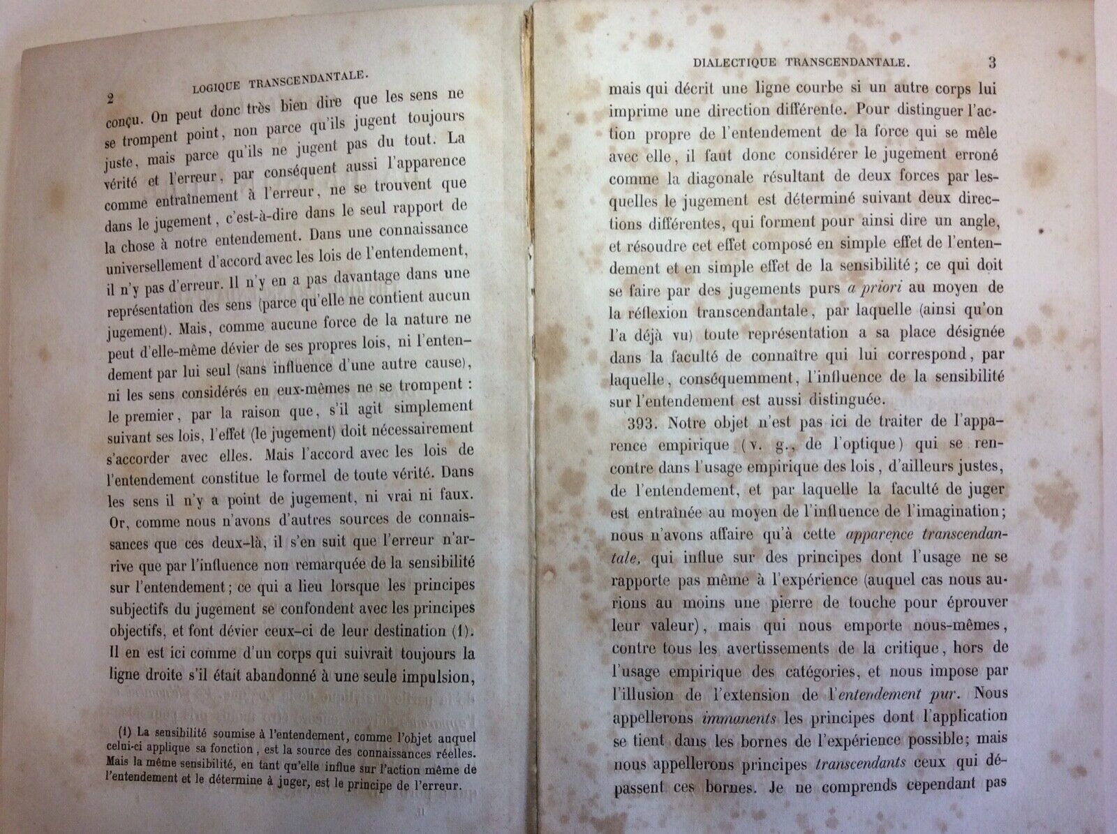 CRITIQUE DE LA RAISON PURE, KANT, LADRANGE, 1864 tome second, traduit par Tissot
