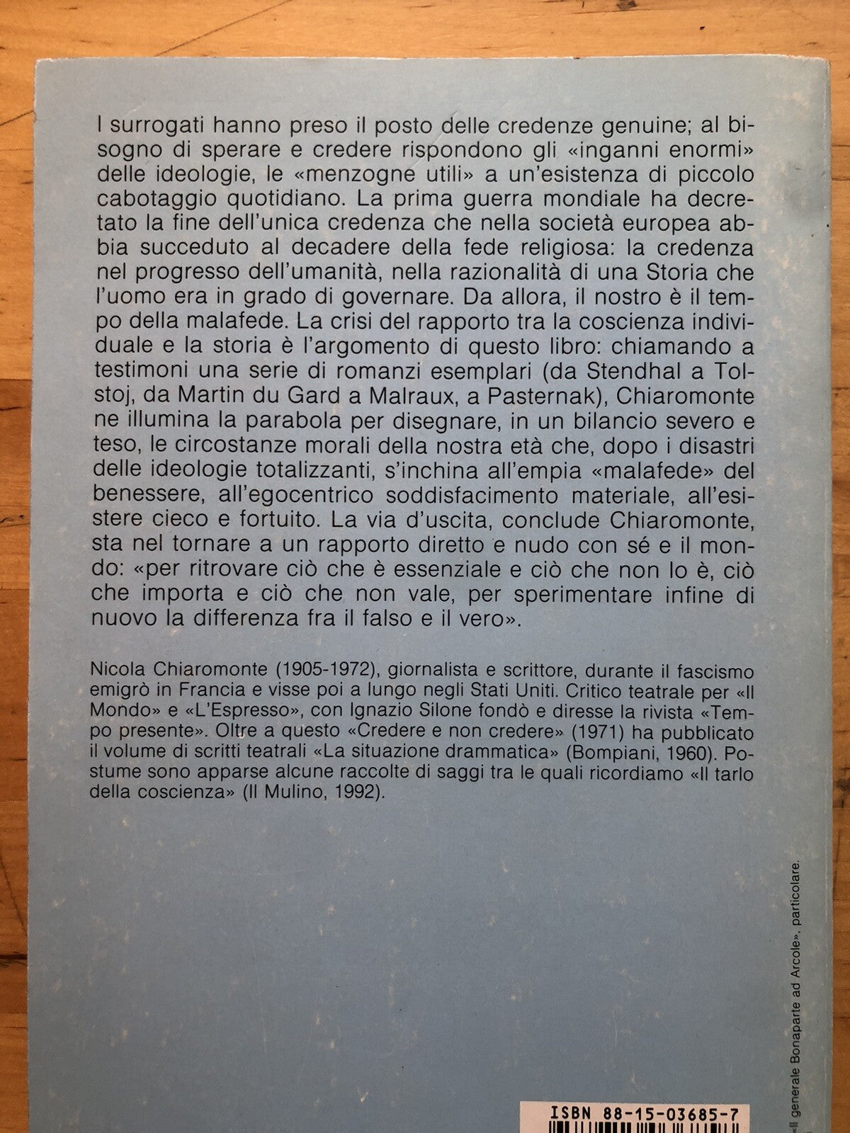 Credere e non credere, Nicola Chiaromonte - il Mulino 1993