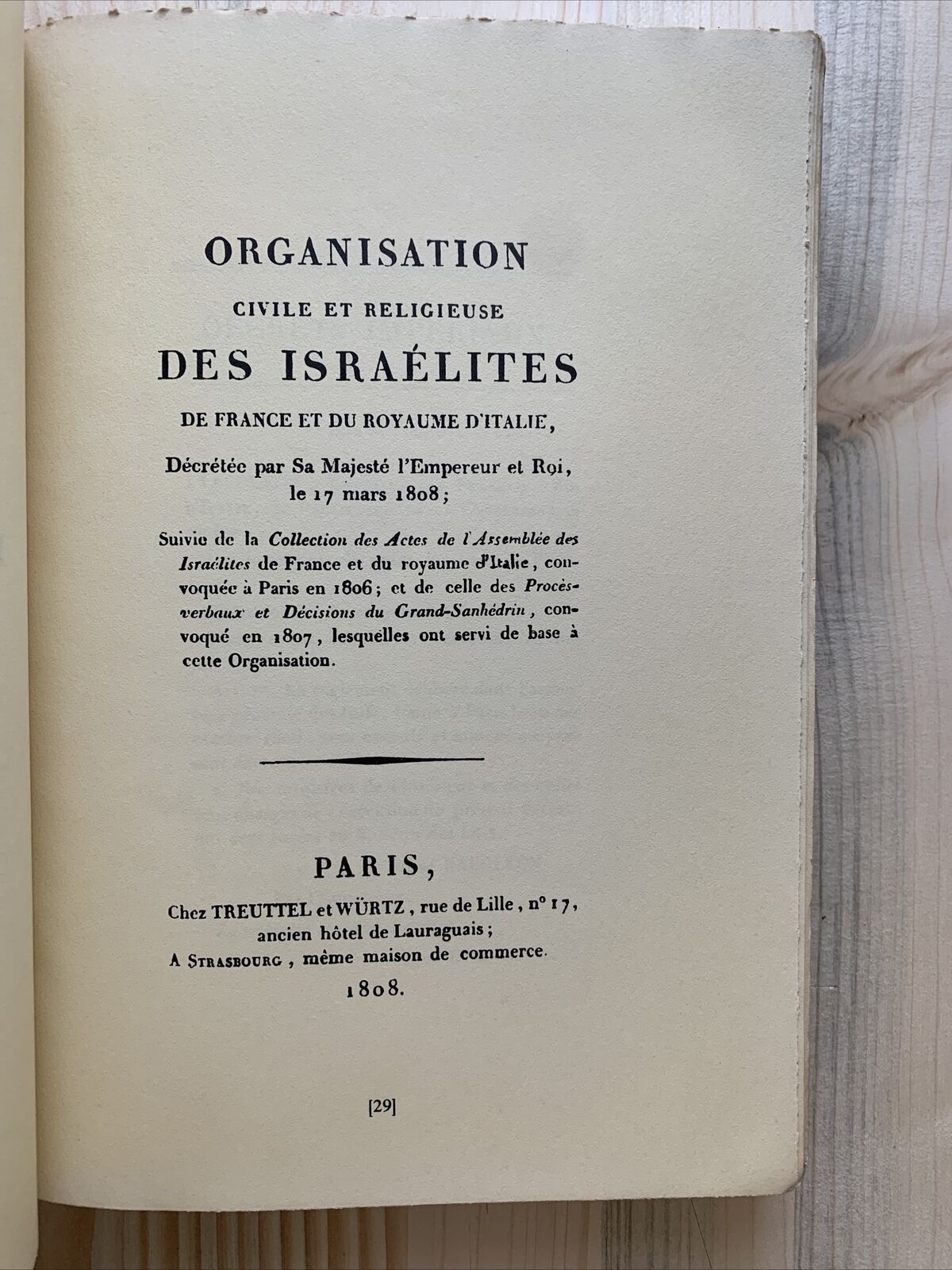 NAPOLEONE E GLI EBREI - analisi,  Atti dell'Assemblea degli Israeliti di Parigi#