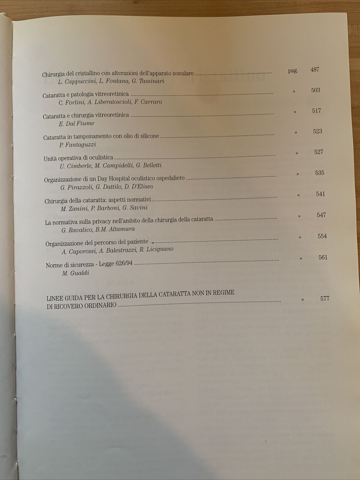 CATARATTA fisiopatologia del cristallino chirurgia della Cataratta.Fabiano 1999