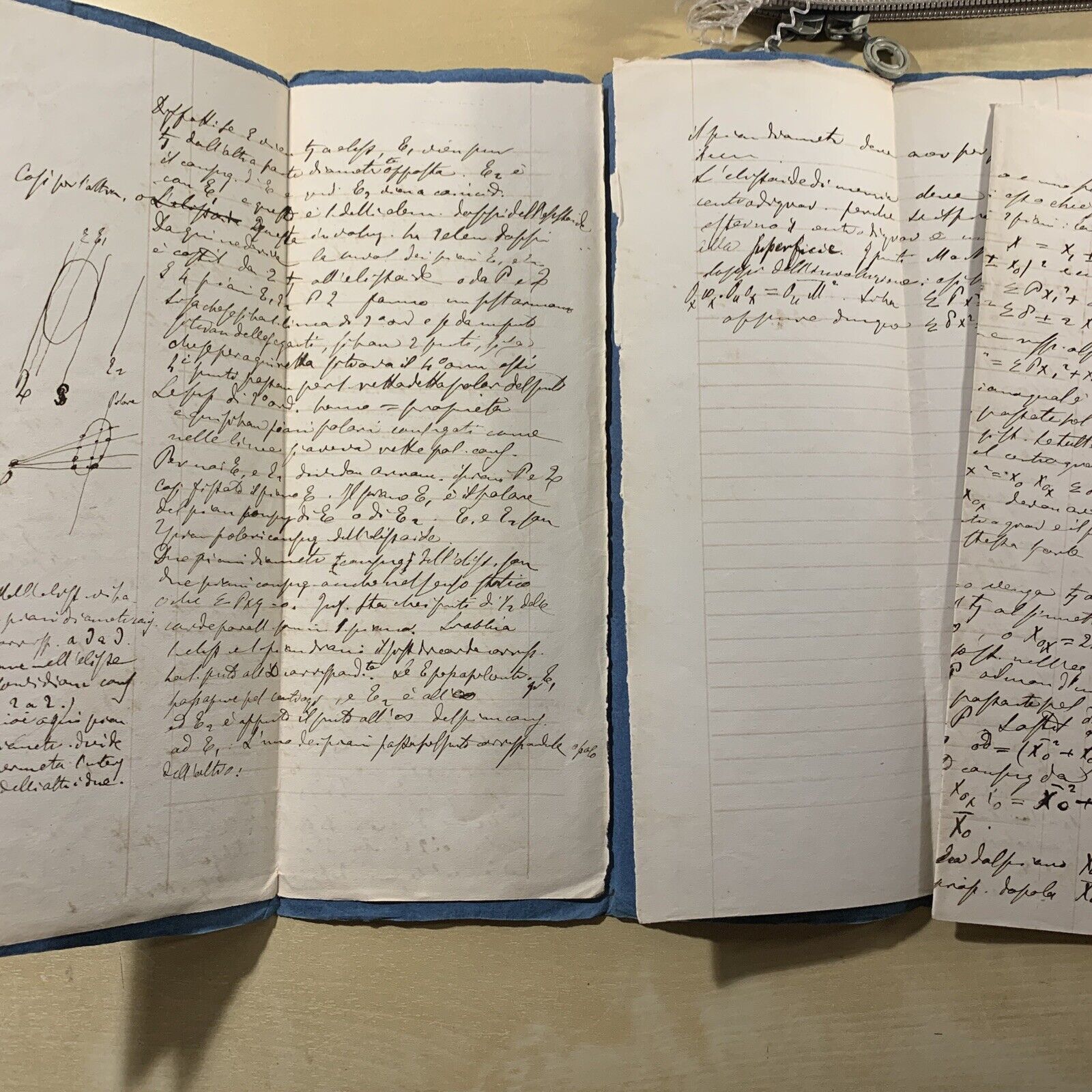 Antico Manoscritto Università di Pavia 1876 STATICA GRAFICA scritto da studente#