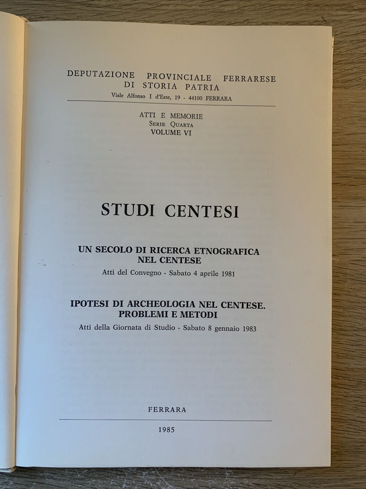 STUDI CENTESI   a cura del comune di `Cento.Ricerca etnografica nel centese 1985