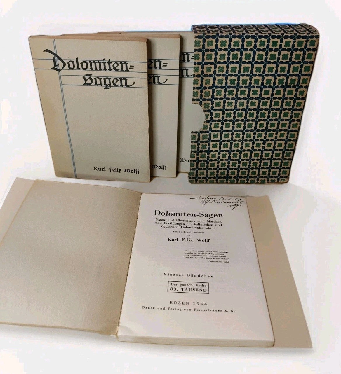 Dolomiten Sagen - Karl Felix Wolff - Ferrari Auer 1944 - 4 voll. con cofanetto