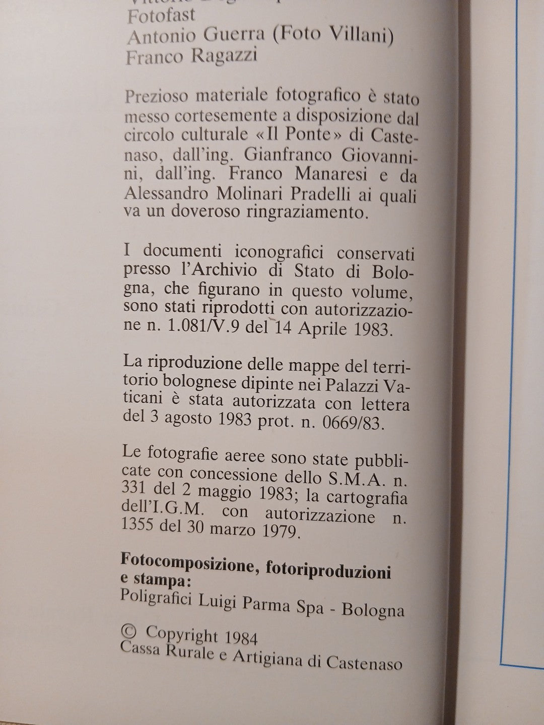 Castenaso la storia i luoghi le immagini, Luigi Parma edizioni 1984 G. Roversi