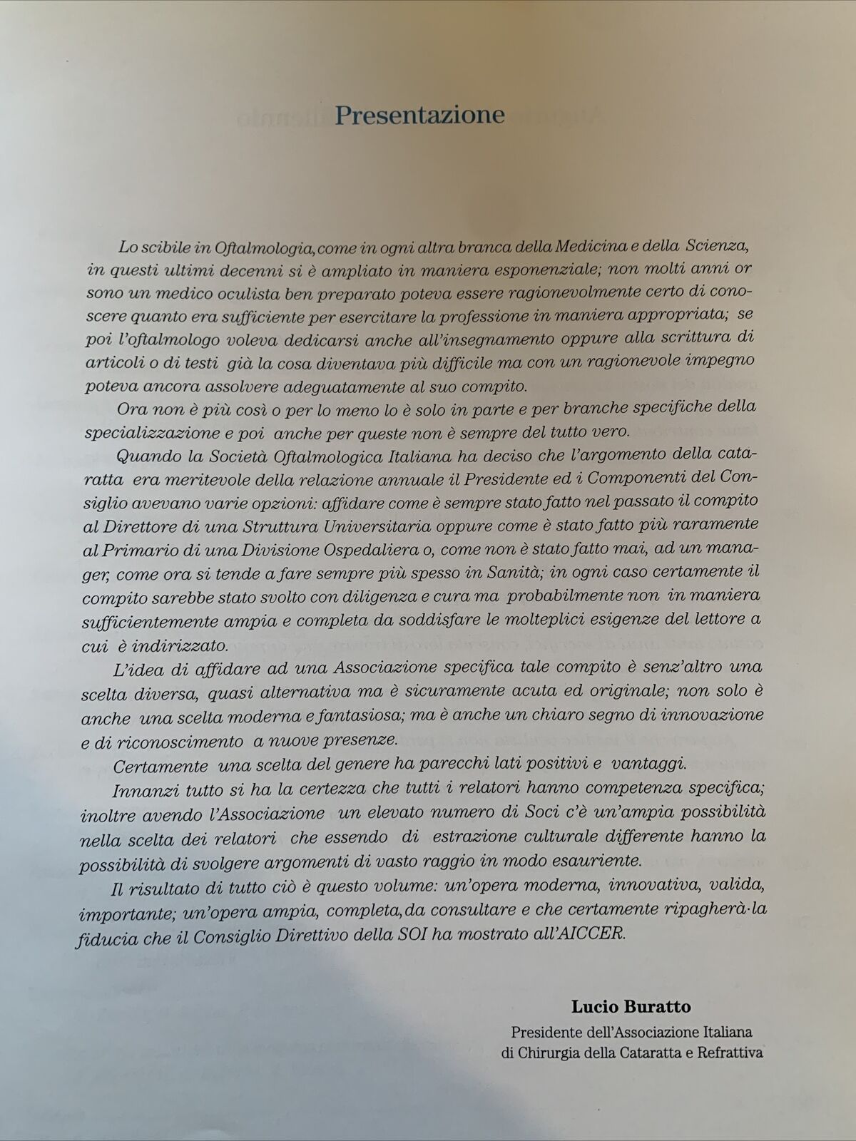 CATARATTA fisiopatologia del cristallino chirurgia della Cataratta.Fabiano 1999