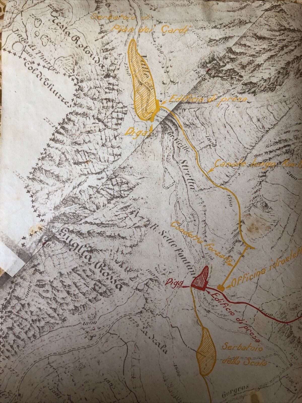Cartografia ferrovie anni 1910 ca. BARDONECCHIA MELEZET LES GRANGES MILLAURES