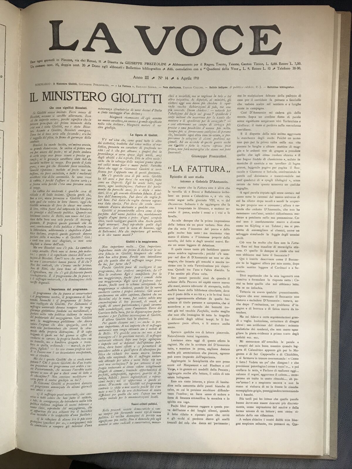 LA VOCE 1912 - IV. Raccolta anno 1911, anno III. Ristampa Arnaldo Forni
