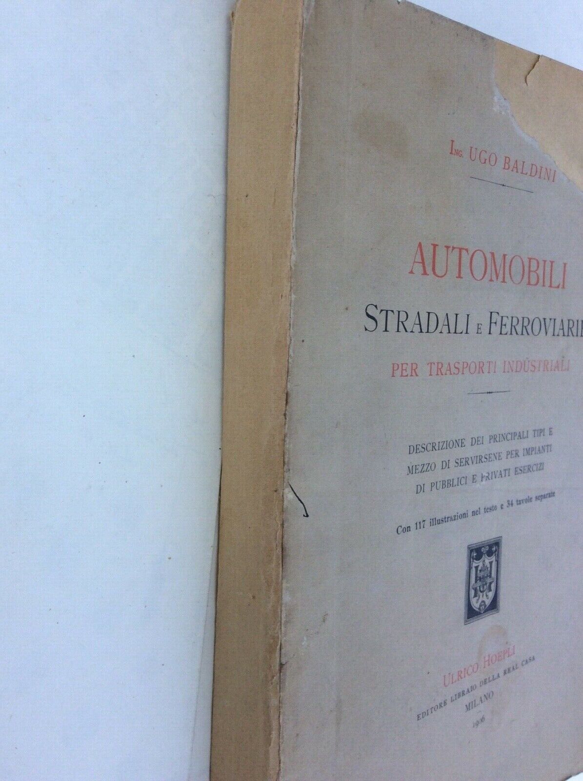 AUTOMOBILI STRADALI E FERROVIARIE PER TRASPORTI INDUSTRIALI,UGO BALDINI,HOEPLI, 