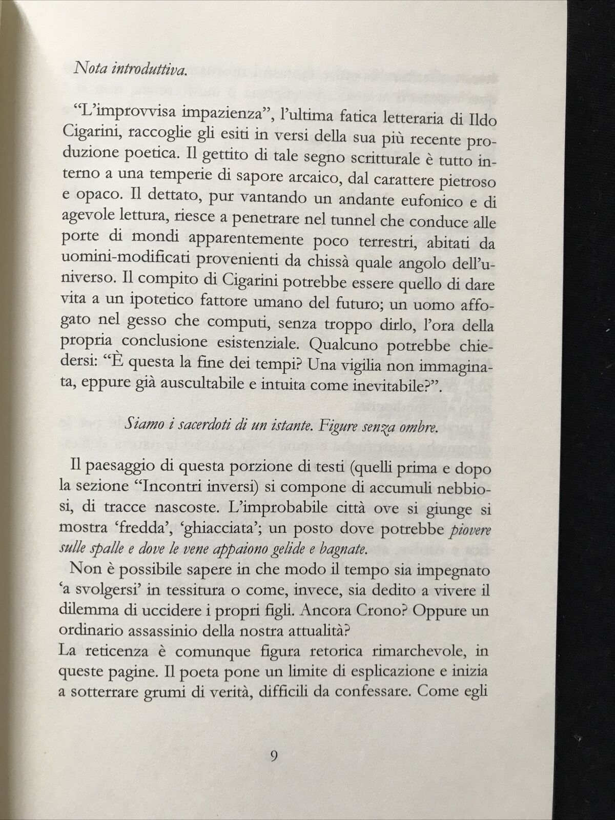 L'IMPROVVISA IMPAZIENZA - Ildo Cigarini. L'Arcolaio