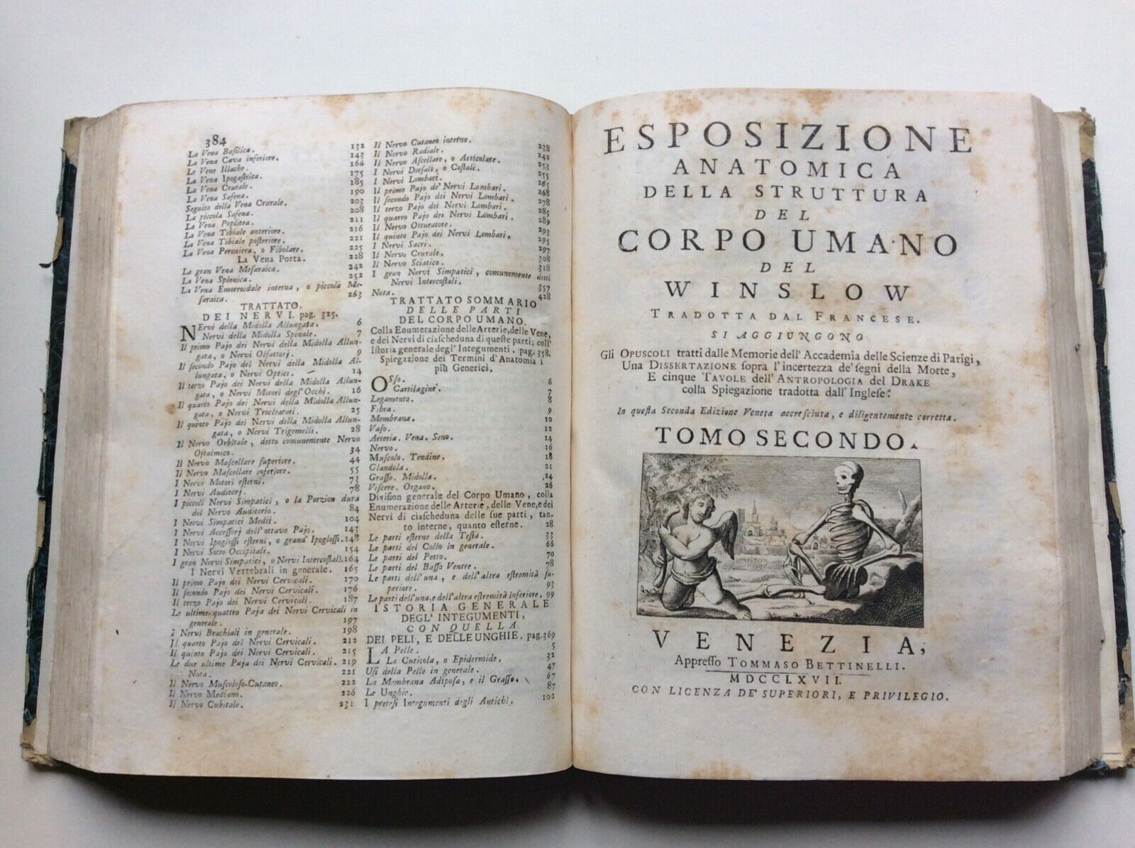 ESPOSIZIONE ANATOMICA DELLA STRUTTURA DEL CORPO UMANO, WINSLOW, 1767, 2 tomi