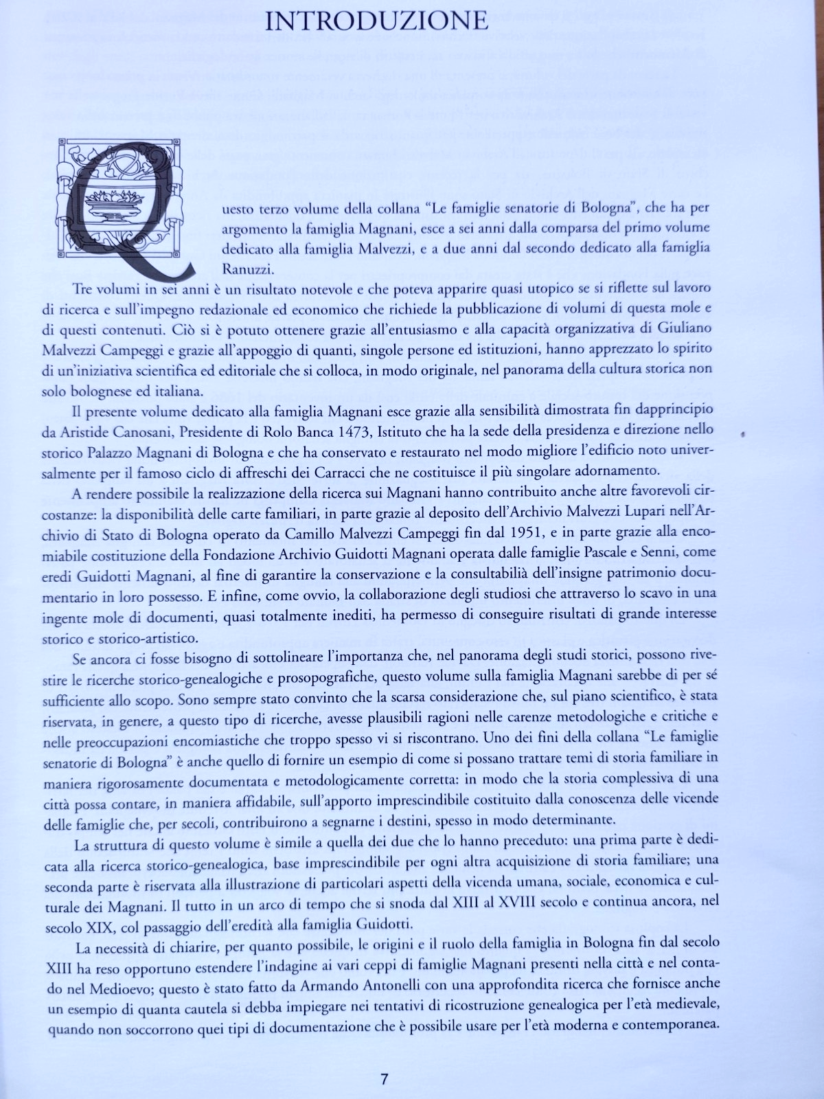Le Famiglie senatorie di Bologna, Magnani storia genealogia e iconografia, Costa