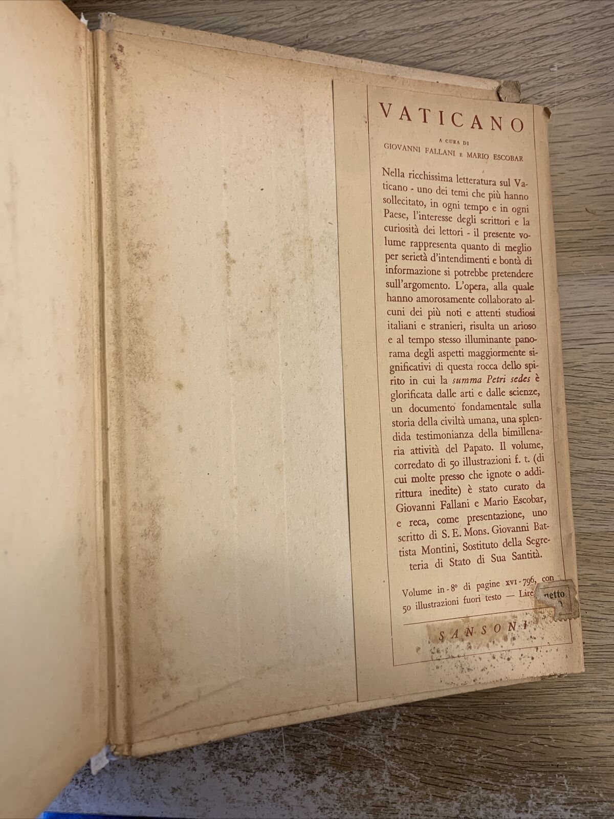 VATICANO - Giovanni Fallani. Mario Escobar. Sansoni 1946