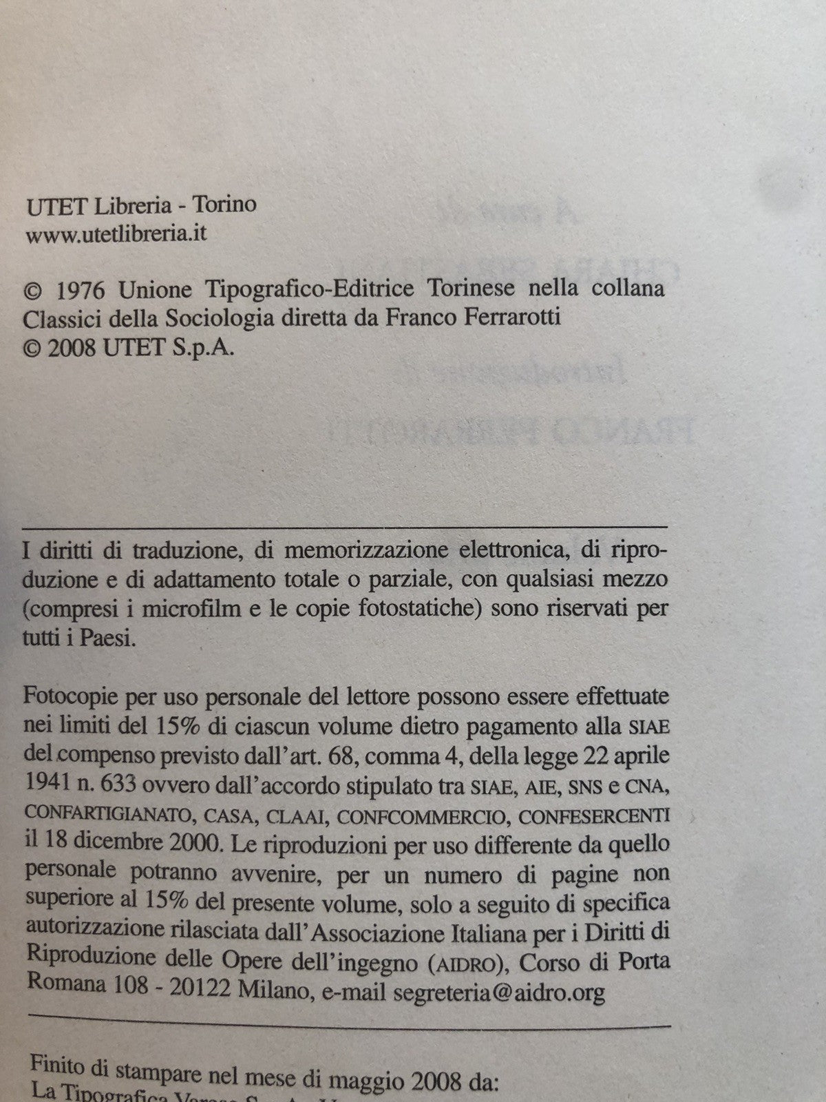 Sociologia delle religioni_1, Weber UTET 2008