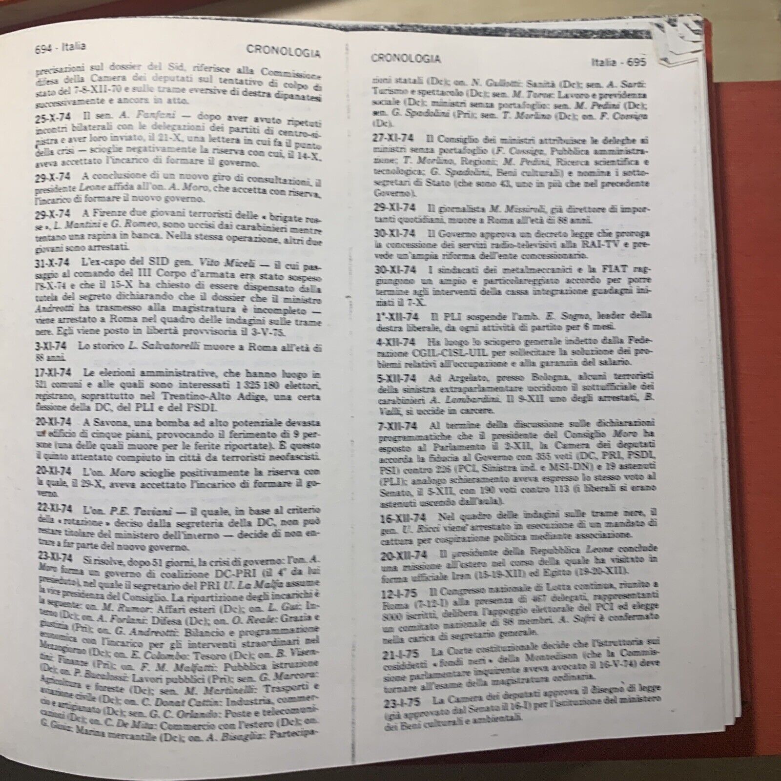 CRONOLOGIA DEGLI AVVENIMENTI POLITICI ANNI '70 (DAL 1970 AL 1980) - 3 VOLUMI #