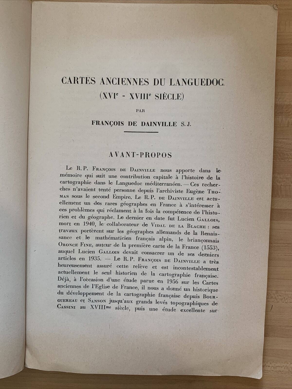 CARTES ANCIENNES DU LANGUEDOC XVI - XVIII S. Francois Dainville S.J. 1961 #