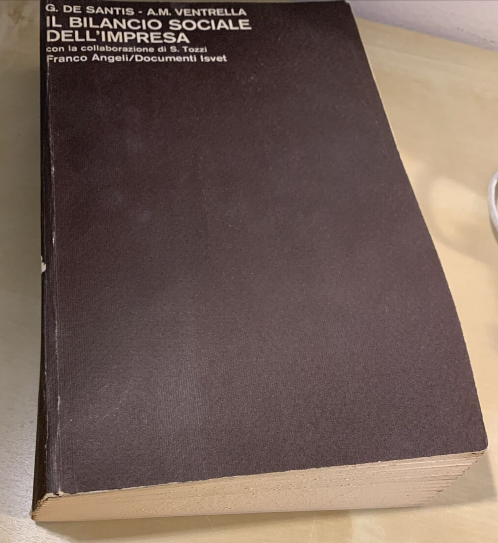IL BILANCIO SOCIALE DELL'IMPRESA - DE SANTIS, VENTRELLA. Franco Angeli 1980