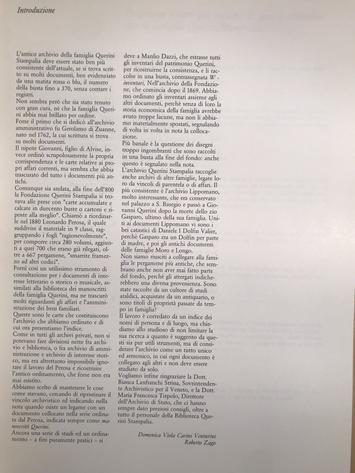 Archivio privato della famiglia Querini Stampalia, D. Carini Venturini, R. Zago