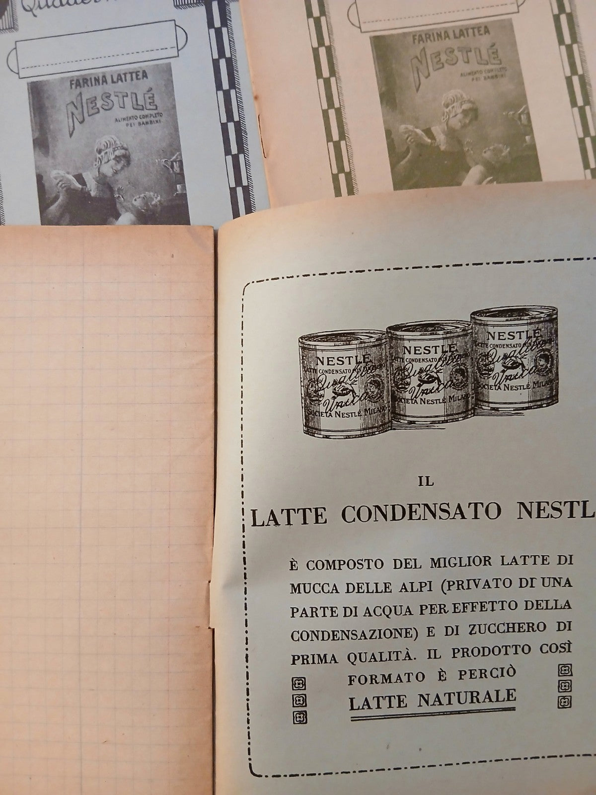 Quaderno Farina Lattea Nestlé Pubblicità antica Vintage collezionismo 4 ill cad.
