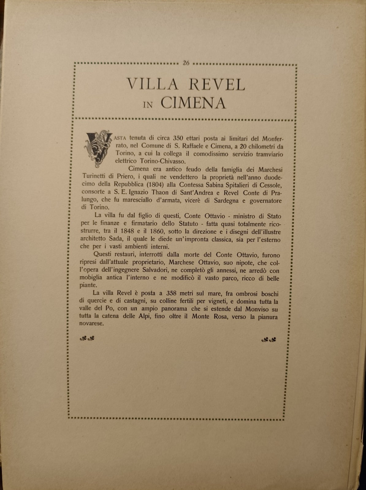 Ville e castelli d'Italia Piemonte e Liguria, Vittorio Cicala, Modiano, 1915