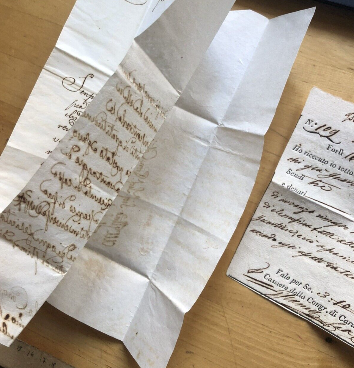 Documento manoscritto 1825 città di Forlì