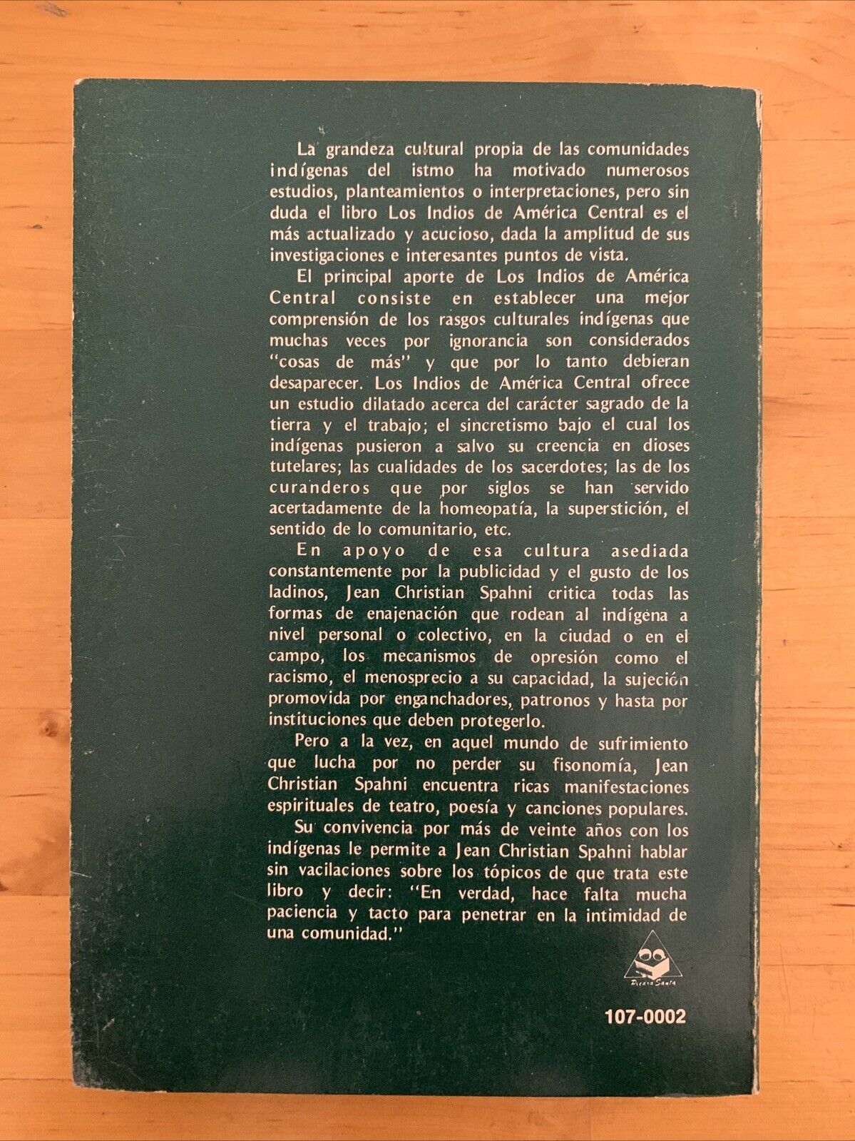 LOS INDIOS DE AMERICA CENTRAL, JEAN-CHRISTIAN SPAHNI 1982